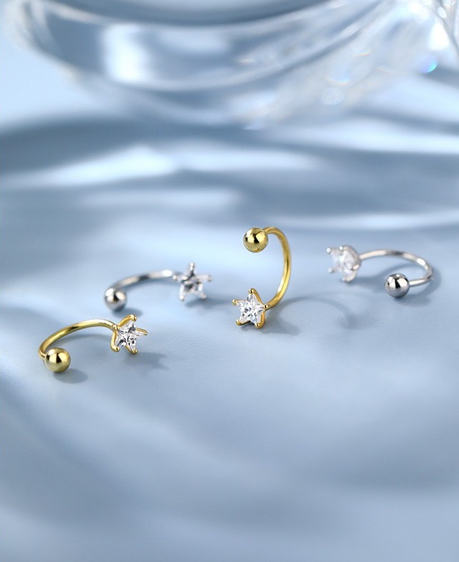 littlegirl gifts-U Diamond star screw earrings