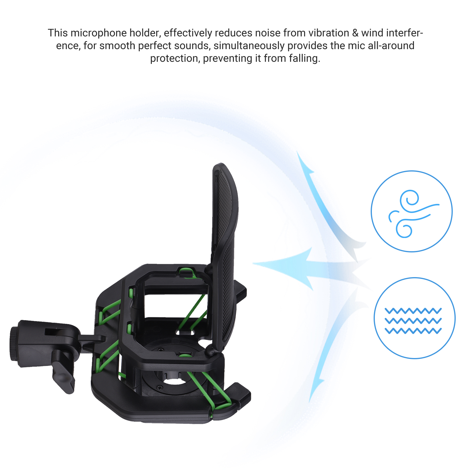 Plastic Microphone Shock Mount Anti-vibration Mic Holder Stand with Metal Pop Filter Universal Screw Adapter for Diameter 23.5mm-24.5mm
