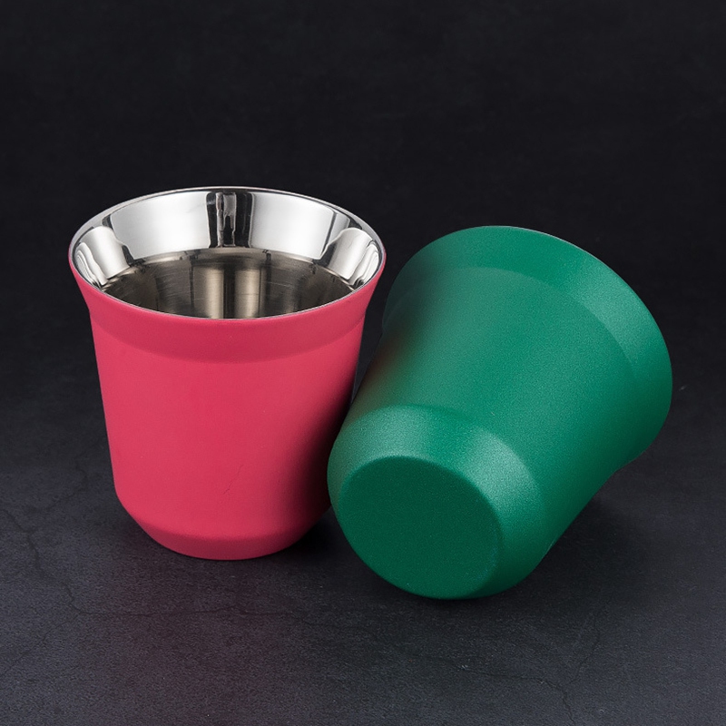 80Ml Double Wall Stainless Steel Espresso Cup Insulation for Nespresso Pixie Coffee Cup Capsule Shape Coffee Mugs