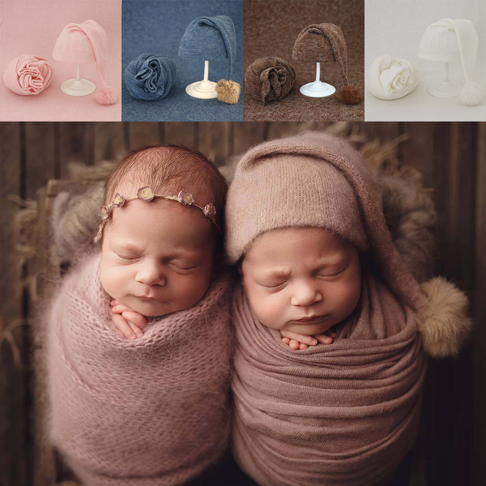 BENNETTGC DIY เด็กลูกบอลขนสัตว์ถักหมวกสบายเด็กถ่ายภาพผ้าห่มสำหรับทารกพร็อพถ่ายรูปทารกการถ่ายภาพ Props ทารกแรกเกิดแวร็ปรูปทารกแรกเกิดถ่ายภาพชุดถ่ายภาพ