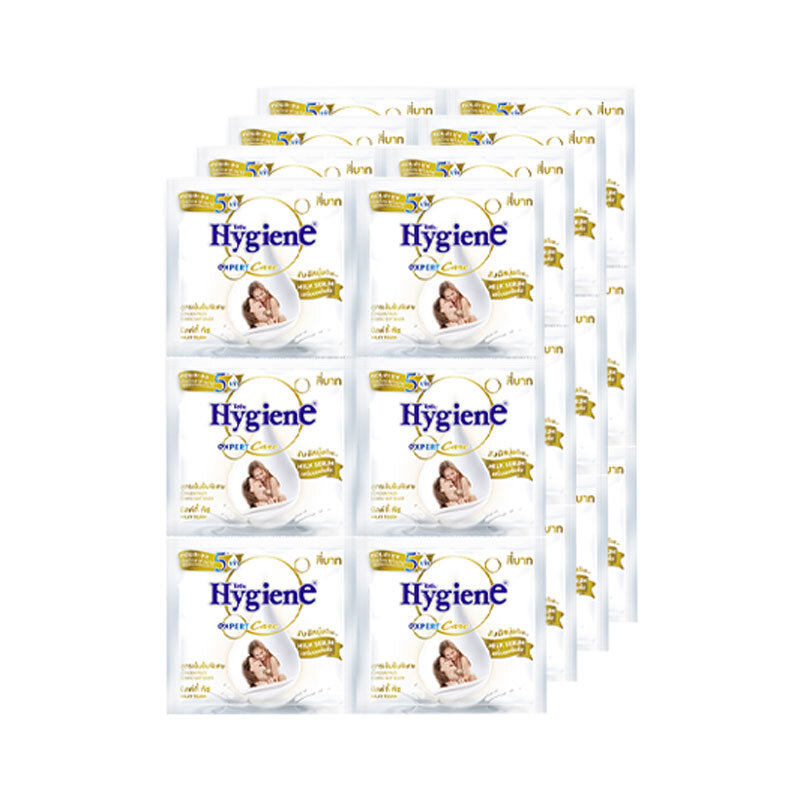 SuperSale63 ไฮยีน (แพ็ค 24 ซอง) Hygiene expert Care น้ำยาปรับผ้านุ่ม สูตรเข้มข้นพิเศษ ขนาด 20 มล. (แพ็ค 24 ซอง) สูตร มิลล์กี้ทัช