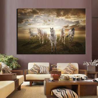 1 Piece picture Running White Horse Modern Home Wall Decor painting Canvas Art HD Print Painting for living room (No Frame) - intl