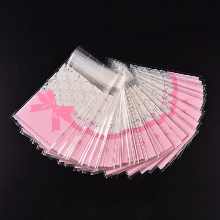 100X Mini flower lace Self Adhesive DIY Cookie Candy Package Gift Valve Bags - intl