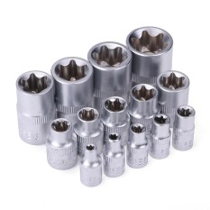 14pcs Tamper Proof Torx Star Bit Socket Female E Type E4-E24 1/4 3/8 1/2 - Intl