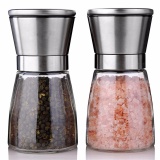 2PCS Q-shop Manual Adjustable Ceramic Mills/Grinders,Clear Glass Salt & Pepper Manual Mill for All Kinds of Spices & Gourmet Table Seasoning（Silver） - intl