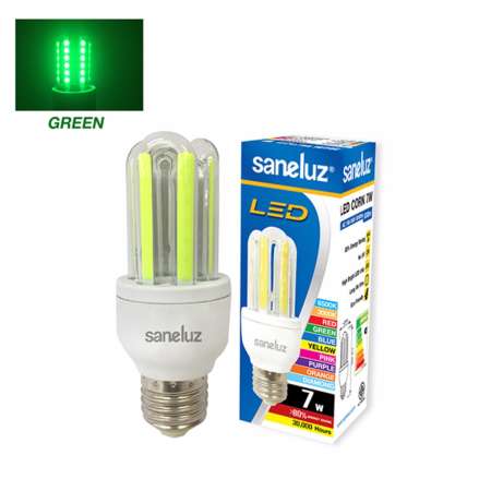 [ชุด 3 แถม 2] Saneluz LED Corn 7W หลอดข้าวโพดแอลอีดี ขั้วเกลียวE27 [สีเขียว]