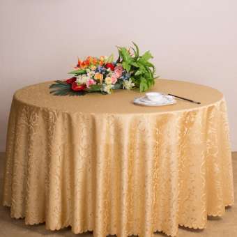 360DSC คลาสสิคแจ๊คการ์ดดอกไม้ผ้าปูโต๊ะกลม Luxury ซ้อนทับผ้าคลุมโต๊ะ 160 เซนติเมตร - Pale Gold - INTL