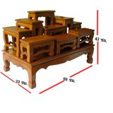 โต๊ะหมู่บูชา หมู่ 9 ขนาดความกว้างแต่ละโต๊ะ 4 นิ้ว (โต๊ะหมู่บูชา 9 หน้า 4) ผลิตจาก ไม้สัก