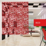 5ชุดแผ่นตกแต่งห้อง PVC สำหรับกั้นห้อง แบบฉลุลาย ดอกไม้เล็ก (5 แพค 3 ตารางเมตร) 20 แผ่น สี สีแดง