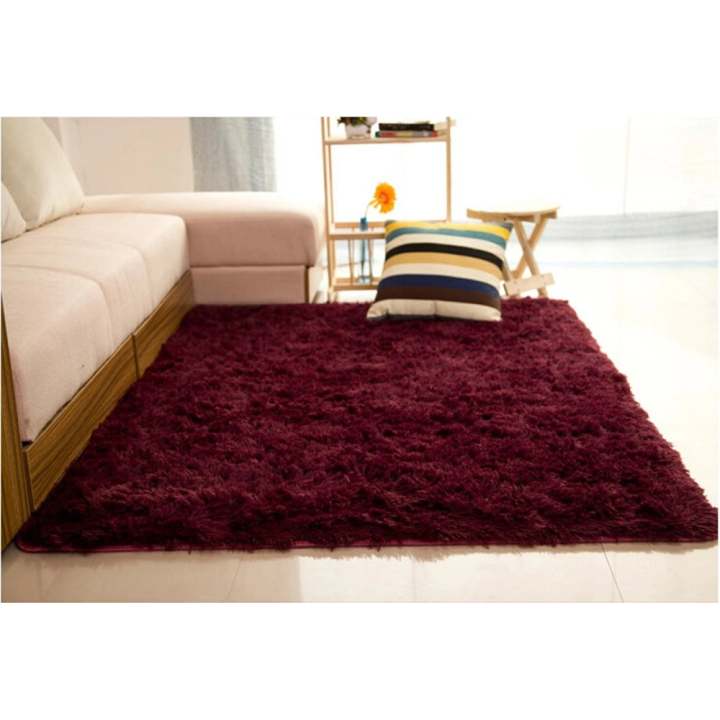Audew Shaggy Anti-skid Carpets Rugs Floor Mat/Cover 80x120cm (Claret-Red