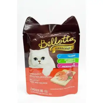 ข้อมูล Bellotta อาหารเปียกแมว ชนิดซอง รสปลาทูน่าและแซลมอน 85g ( 12 units ) พันทิป