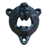 สีดำ Grizzly หมีเบียร์ที่เปิดขวดเหล็กหล่อ Lodge กระท่อมผนัง MOUNTED ผับบาร์ - นานาชาติ