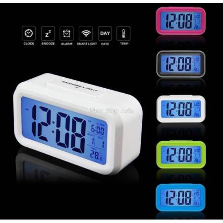 Hakone นาฬิกาปลุกตั้งโต๊ะ นาฬิกาดิจิตอล แสดงวันที่ เดือน อุณหภูมิ แสง Black Light ดูเวลาตอนกลางคืนได้ นาฬิกาปลุกเรื่องแสง นาฬิกาปลุก Alarm Clock new step asia