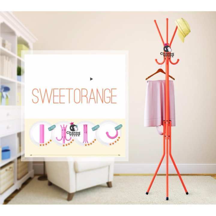 CHANEE Coat Rack Floor Standing ที่แขวนสูท หมวก เสื้อโค้ต กระเป๋าและร่ม - Orange