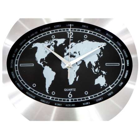 Clock นาฬิกาแขวน นาฬิกาบ้าน นาฬิกาสำนักงาน นาฬิกาแขวนผนัง ขนาด12 นิ้ว [สีเงิน ลายแผนที่ดำ]