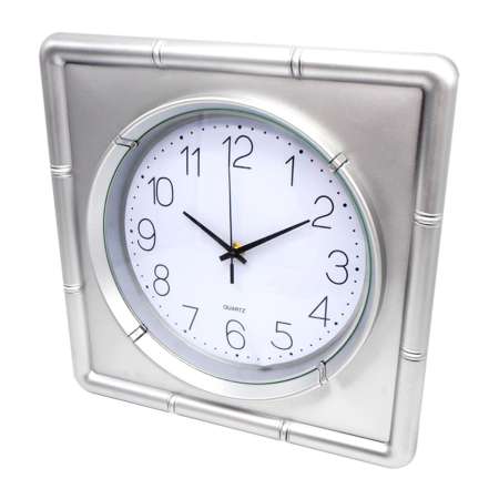 Clock Plus นาฬิกาแขวนผนัง  นาฬิกาบ้าน นาฬิกาออฟฟิศ นาฬิกาแขวนขนาด13 นิ้ว  รูปลักษณ์ทันสมัย [สีเงินแบบเหลี่ยม]