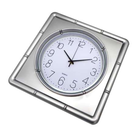 Clock Plus นาฬิกาแขวนผนัง  นาฬิกาบ้าน นาฬิกาออฟฟิศ นาฬิกาแขวนขนาด13 นิ้ว  รูปลักษณ์ทันสมัย [สีเงินแบบเหลี่ยม]