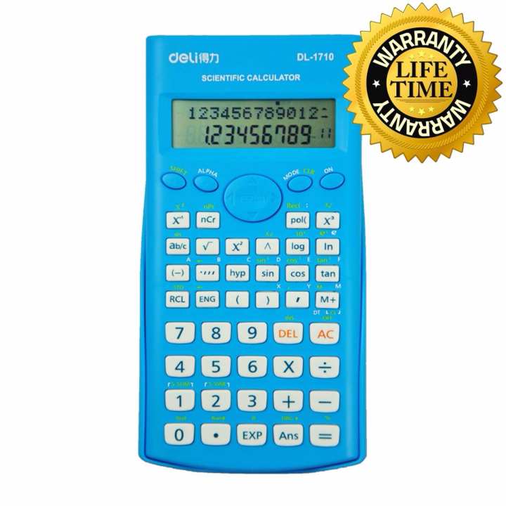 Scientific Calculator เครื่องคิดเลขวิทยาศาสตร์ สีฟ้า ยี่ห้อ Deli รุ่น 1710A