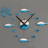 DIY 3D หรูหราปลาสไตล์นาฬิกาแขวนตกแต่งบ้านนาฬิกาศิลปะสีฟ้า - นานาชาติ