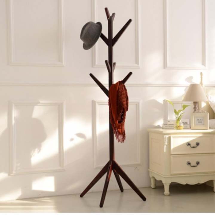 DIY ที่แขวนไม้อย่างดี สำหรับแขวนกระเป๋า เสื้อสูท หมวก ร่ม (สีน้ำตาลไหม้)