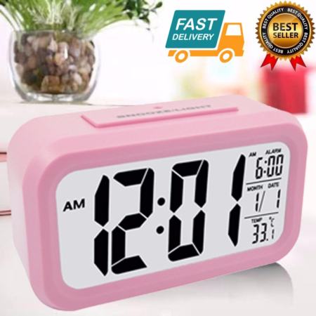 Dude Shop  นาฬิกาปลุกดิจิตอลตั้งโต๊ะ ห้องนอน แสดง อุณหภูมิ  (สีชมพู)