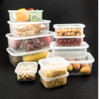 กล่องไมโครเวฟ กล่องใส่อาหาร กล่องเก็บอาหาร ผัก ผลไม้ และขนม รุ่น Clearbox ชุด 11 ใบ พร้อมฝาปิด