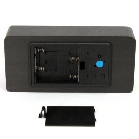 EDWING  ไม้แบบไม้ USB/AAA สีน้ำเงินนาฬิกาปลุก Led ปฏิทินเครื่องวัดอุณหภูมิสีดำ