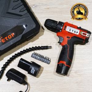 ETOP สว่านไร้สาย 12V ปรับสปีดได้ 2 ระดับ พร้อมแบต 2 ก้อน