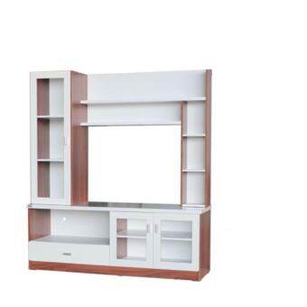 Furnituredd ตู้โชว์ Tv รุ่น Sh1603A ( สีสัก / ขาว ) วาง Tvได้ 55 นิ้ว -  Puket Stores