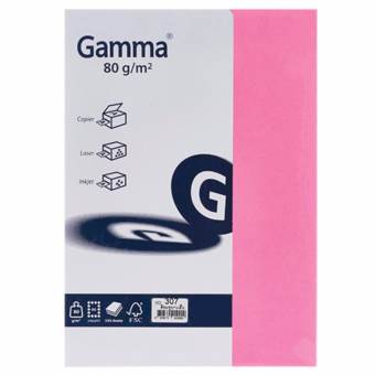 กระดาษสีถ่ายเอกสาร GAMMA PAPER 80g. A4/500 แผ่น No.307 (สีชมพู)