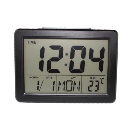 GooAB Shop นาฬิกาปลุกดิจิตอล หน้าจอ 6.5 นิ้ว แสดงอุณหภูมิ พร้อมไฟ Backlight - สีดำ