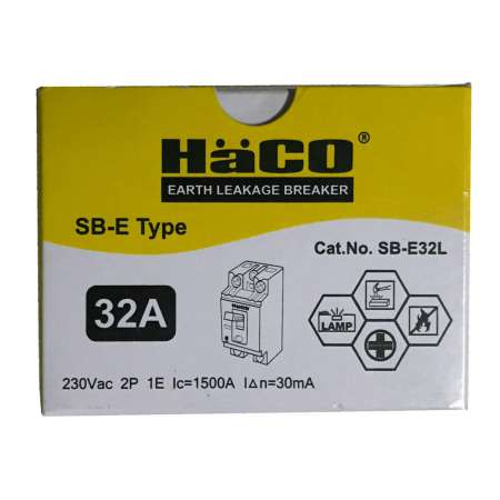 HACO เซฟตี้เบรกเกอร์กันดูด มีสัญญาณไฟ ขนาด 32A