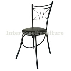 Inter Steel เก้าอี้เหล็ก เก้าอี้นั่งทานข้าว dinner chair รุ่น CK Chair โครงดำ-เบาะหนังเทียมpvc