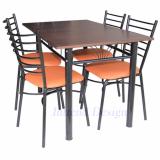 Intrend Design ชุดโต๊ะทานข้าว 4ที่นั่ง,ท้อปไม้เมลามีนยาว 1.20ม.(4ฟุต),ขาโต๊ะรุ่นT3047W,เก้าอี้เหล็กรุ่น CH333#,โครงเหล็กสีดำ,เบาะฟองน้ำหุ้มหนังเทียมpvcอย่างดี สี Orange