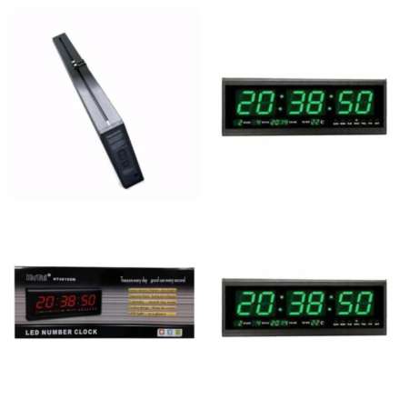 นาฬิกาดิจิตอล LED DIGITAL CLOCK แขวนติดผนัง ขนาด 48 x 18.2 x 4.8 CM. มีระบบสำรองไฟ กรณีไฟดับ ไม่ต้องตั้งเวลาใหม่ รุ่น HOTAI 4819 ( ตัวเลขสีเขียว )