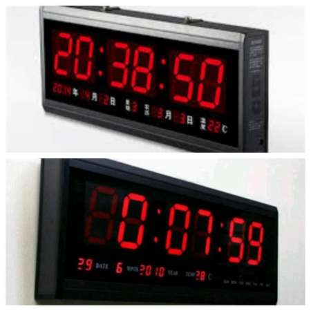 นาฬิกาดิจิตอล LED DIGITAL CLOCK แขวนติดผนัง 48 x 18.2 x 4.8 CM. รุ่น 4819 ตัวเลขสีแดง 
