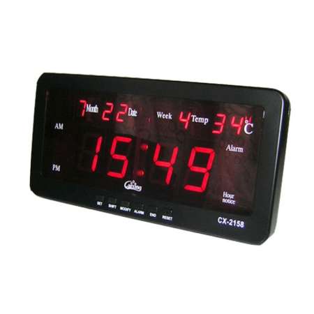 นาฬิกาดิจิตอลLED DIGITAL CLOCKแขวนผนัง/ตั้งโต๊ะ รุ่นCX-2158 ตั้งปลุก บอก วัน /เดือน /สัปดาห์ + เวลา /นาที  + อุณหภูมิ