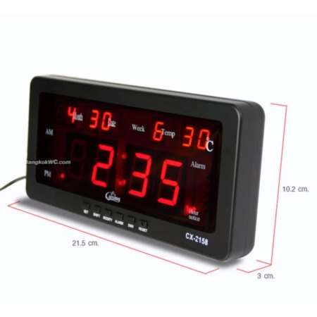 นาฬิกาLED LED Digital Clock แขวนผนัง แสดง เวลา วัน เดือน ปี สัปดาร์ อุณหภูมิ ตัวเลขสีแดง (ขนาด 11x22cm)    