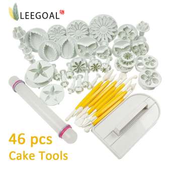 Leegoal ดอกไม้พลาสติกฟองดองท์เค้กคุกกี้ปั้นน้ำแข็งประดับประดา
Sugarcraft ลูกสูบชุดเครื่องมือตัดชุด, ชุด 46ชิ้น