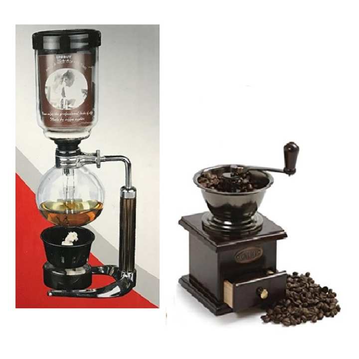 lookgoods เครื่องชงกาแฟแบบญี่ปุ่น syphon 3-5 cup และที่บดกาแฟมือหมุน