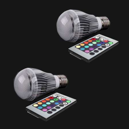 MAGIC LIGHTING หลอดไฟ LED RGB Light Lamp 16 สี พร้อมรีโมท เพิ่มแสงและลดแสง ระบบเปลี่ยนสีAUTOแพ็ค 2ขิ้น
