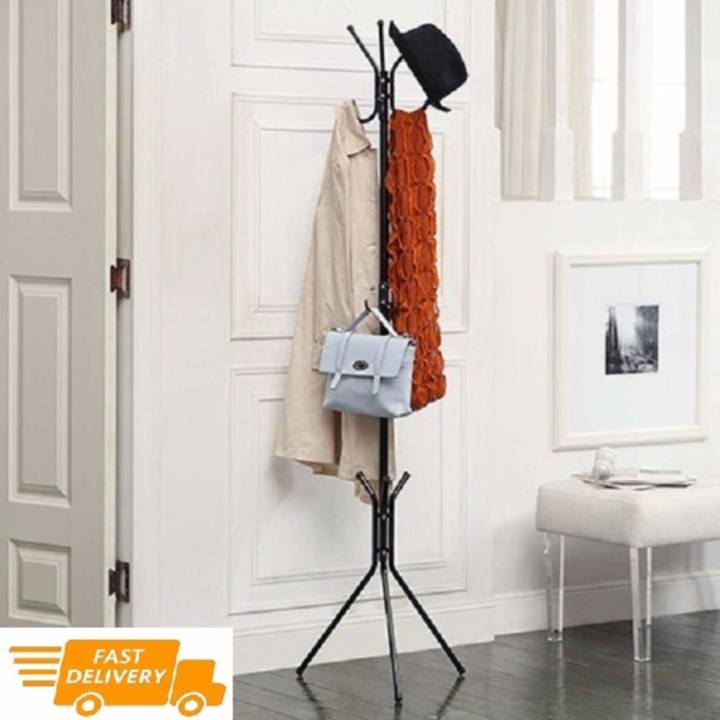 MeDiscount ที่แขวนสูท ที่แขวนเสื้อคลุม ที่แขวนหมวก ที่แขวนผ้า ที่แขวนร่ม (สีดำ)