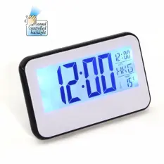 นาฬิกาตั้งโต๊ะ Multi-function Display Digital Voice Control Backlight LCD Clock Calendar Temp White Black Alarm Display