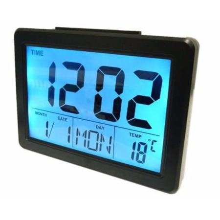นาฬิกาตั้งโต๊ะ Multifunction Vibration sensor Sound Control LCD backlight alarm clock with timer and world time (black)