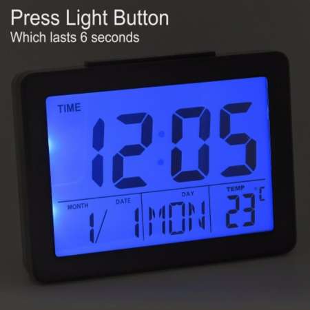 นาฬิกาตั้งโต๊ะ Multifunction Vibration sensor Sound Control LCD backlight alarm clock with timer and world time (black)