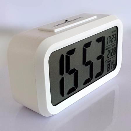 นาฬิกาปลุกตั้งโต๊ะตัวใหญ่ จอเรืองแสง(สีขาว)พร้อมถ่าน AAA 3 ก้อน