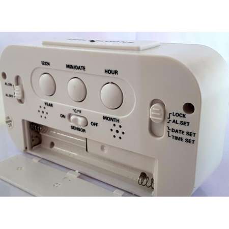 นาฬิกาปลุกตั้งโต๊ะตัวใหญ่ จอเรืองแสง(สีขาว)พร้อมถ่าน AAA 3 ก้อน