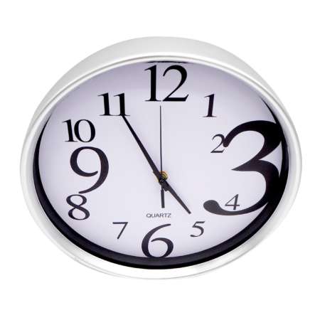 On นาฬิกาติดผนัง นาฬิกาแขวน นาฬิกาบ้าน นาฬิกาสำนักงาน ขนาด12 นิ้ว [เงิน พื้นขาว เลขใหญ่]