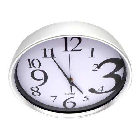On นาฬิกาติดผนัง นาฬิกาแขวน นาฬิกาบ้าน นาฬิกาสำนักงาน ขนาด12 นิ้ว [เงิน พื้นขาว เลขใหญ่]