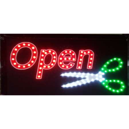 ป้ายไฟ OPEN กรรไกร รุ่นSP08 LED SIGN ประดับตกแต่งร้านเสริมสวย ป้ายแบบสำเร็จรูป